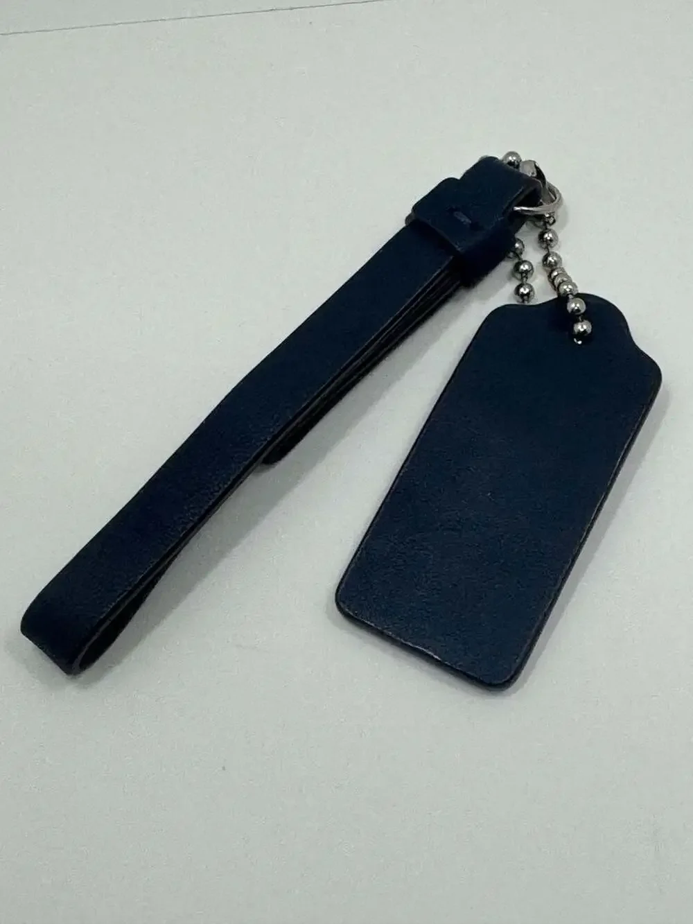 Coach Navy Blue Leather Hangtag and Strap Bag Charm